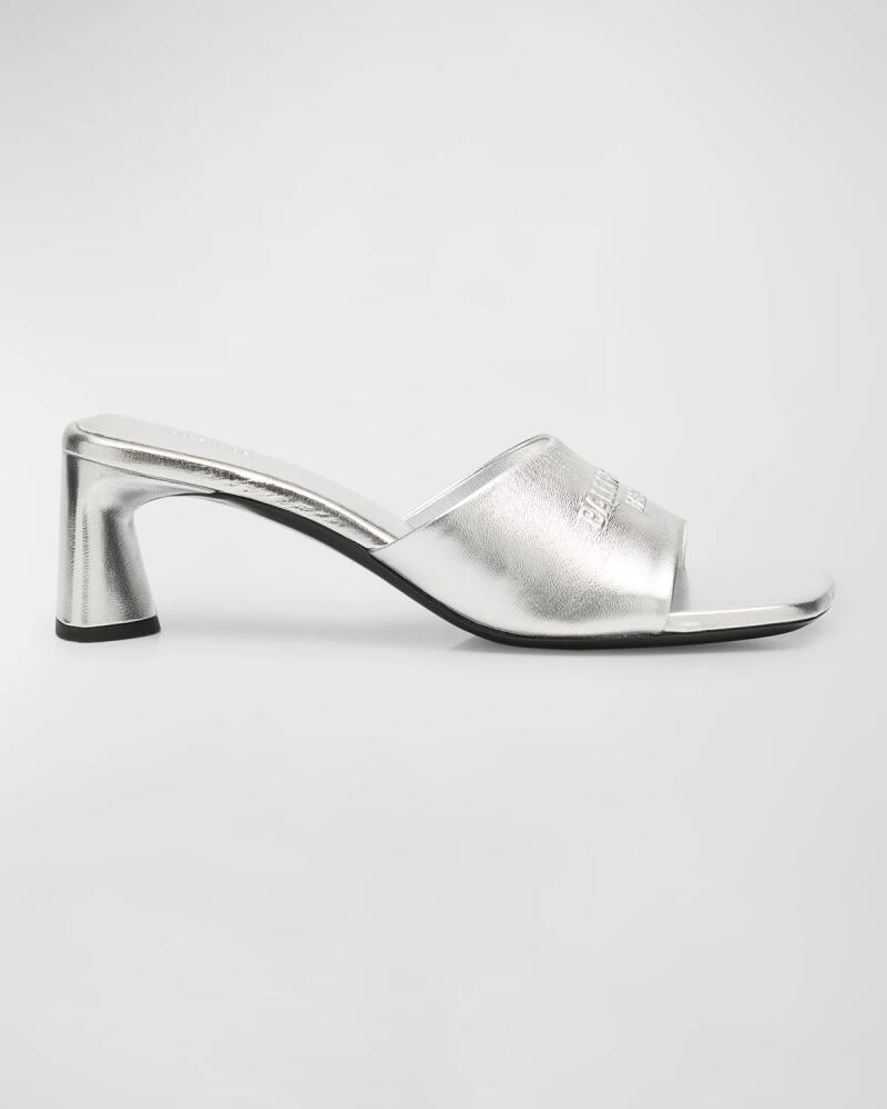 Balenciaga Duty Free Metallic Logo Mule Sandals Cover