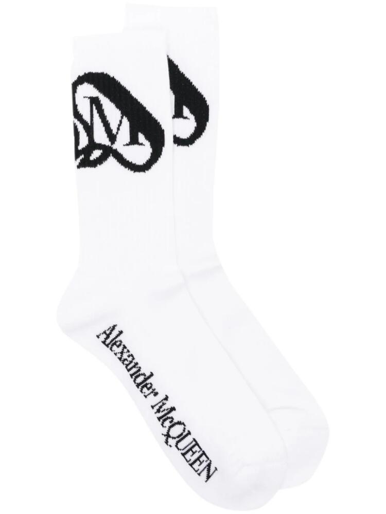 Alexander McQueen Seal logo-intarsia socks - Black Cover