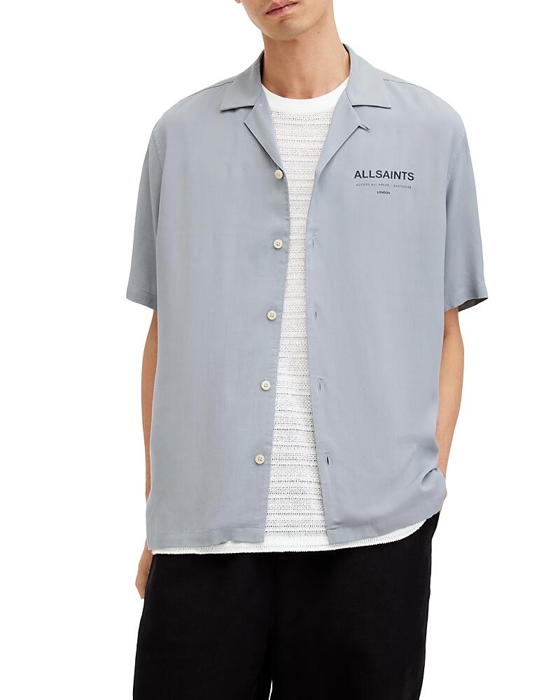 Allsaints Access Cotton Logo Print Regular Fit Button Down Camp Shirt Cover