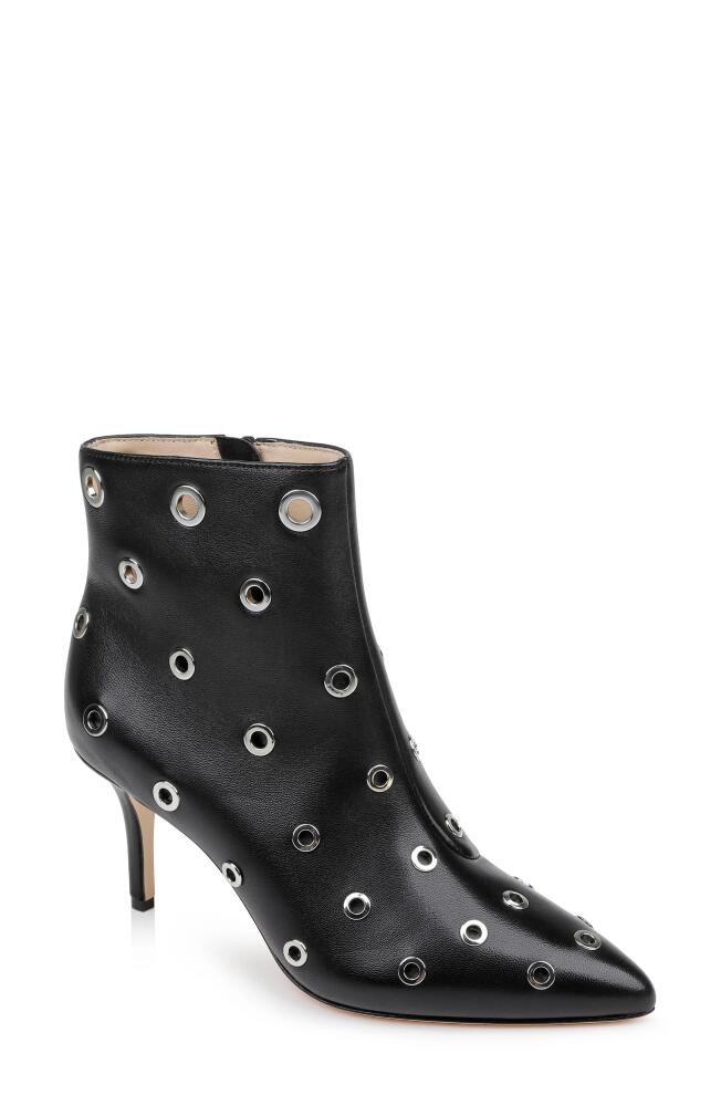 L'AGENCE Clarette II Bootie in Black Leather Silver Grommets Cover