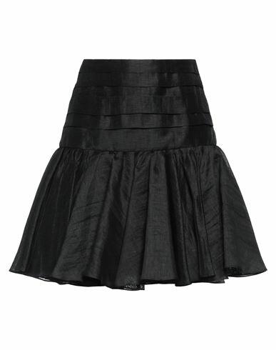 Sandro Woman Mini skirt Black Linen, Polyester Cover