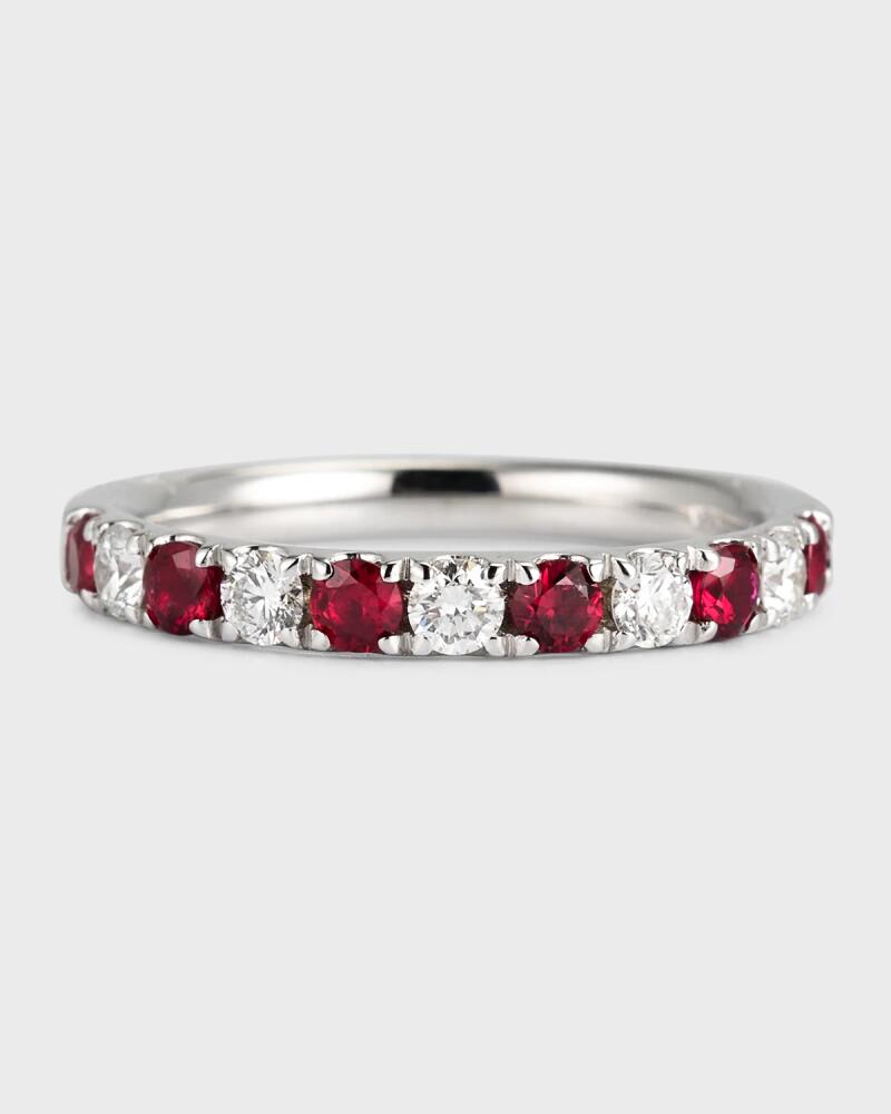 David Kord 18K White Gold Ring with 2.5mm Alternating Rubies and Diamonds, Size 6 Cover