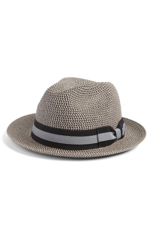 Nordstrom Classic Stripe Ribbon Fedora in Black Combo Cover