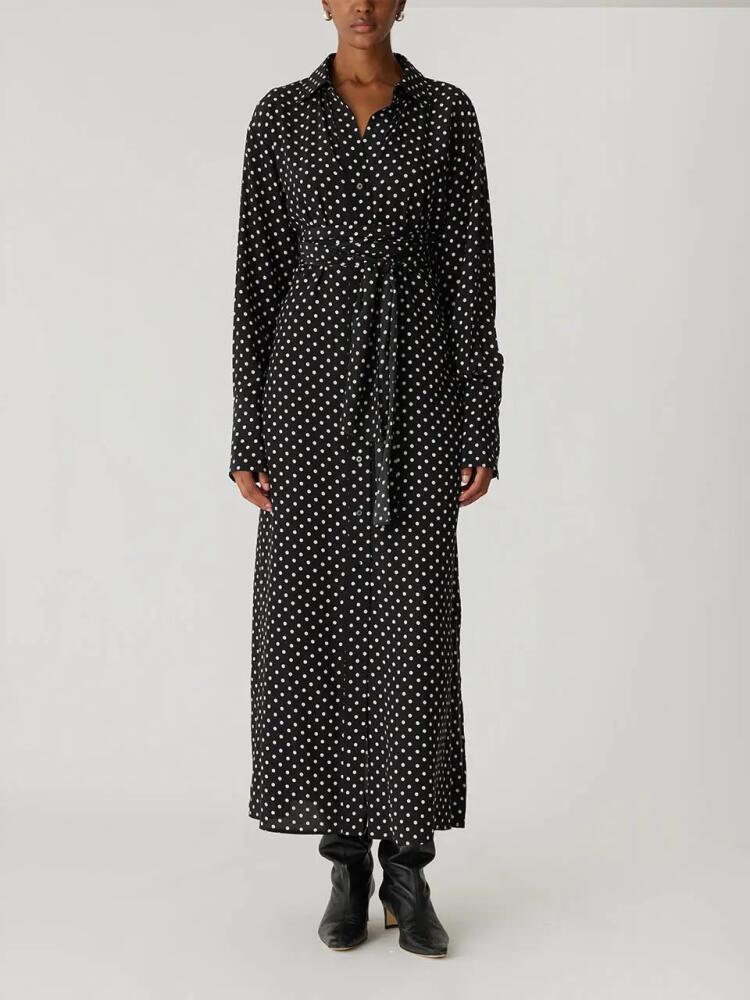 Rebecca Taylor Polka Dot Silky Wrap Dress in Black Dot Combo Cover