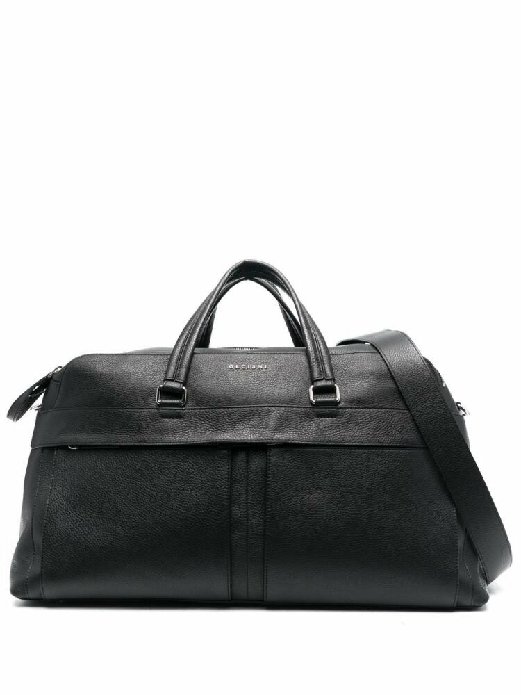 Orciani logo-plaque leather holdall bag - Black Cover