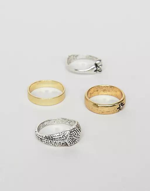 Reclaimed Vintage inspired ring pack with mixed metals exclusive at ASOS-Gold Cover