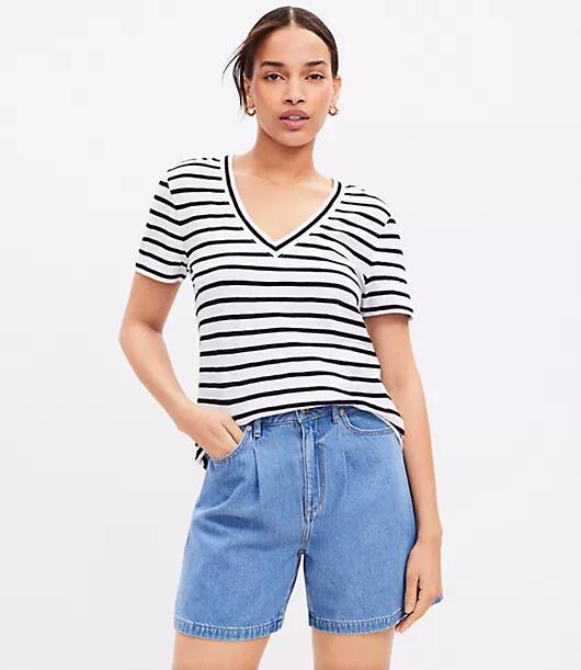 Loft Petite A-Line Denim Shorts in Classic Mid Wash Cover