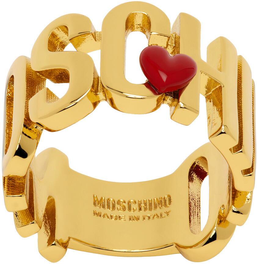 Moschino Gold Heart Logo Ring Cover