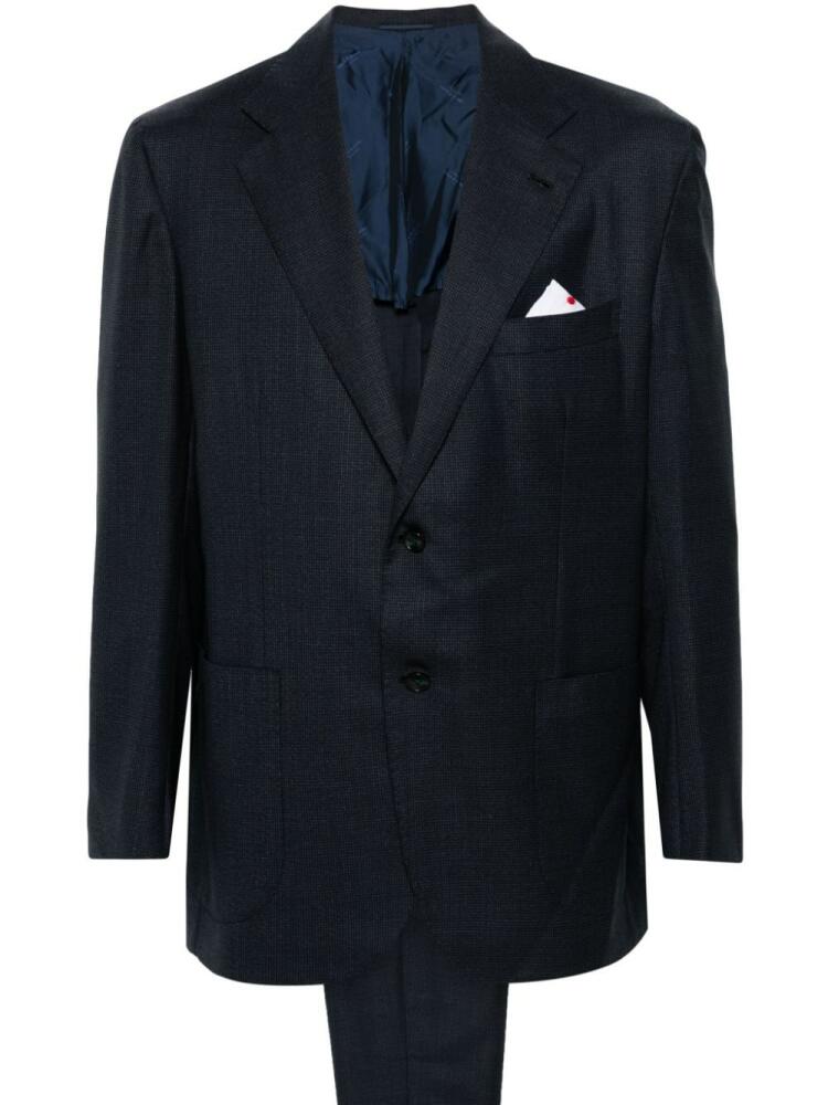 Kiton single-breasted houndstooth-pattern suit - Blue Cover