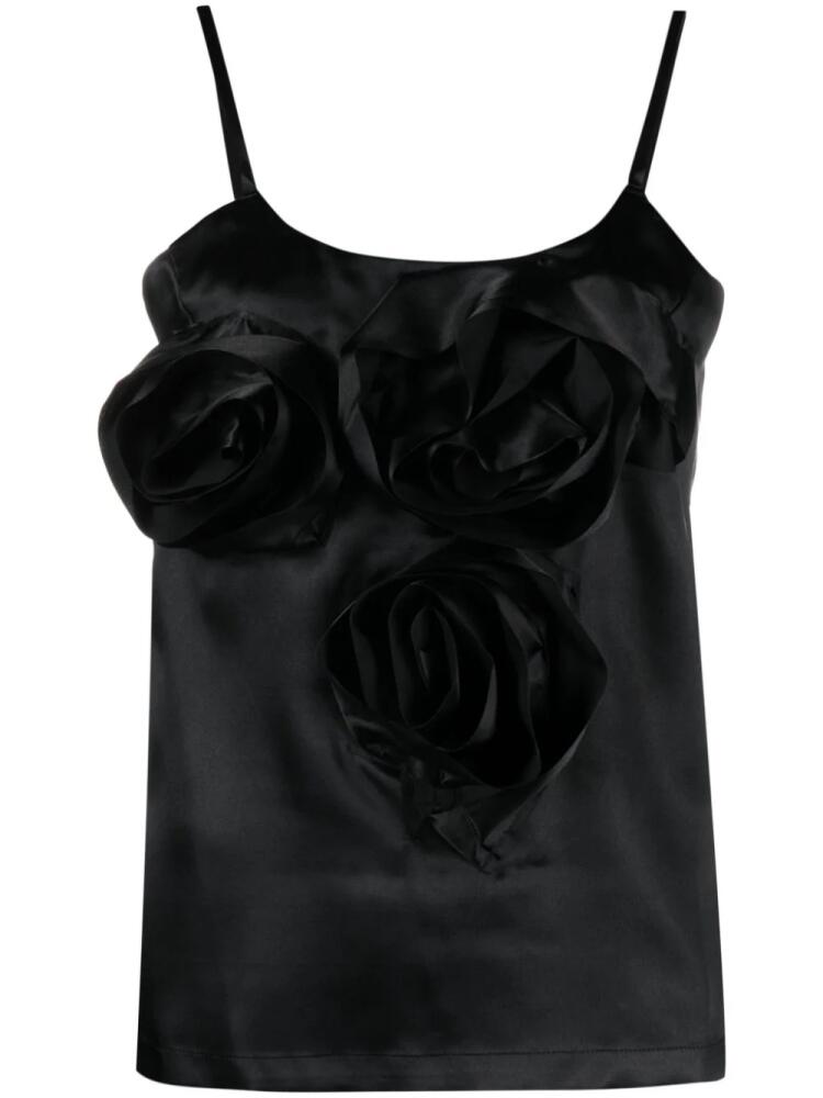 Comme Des Garçons Comme Des Garçons floral-appliqué ruched tank top - Black Cover