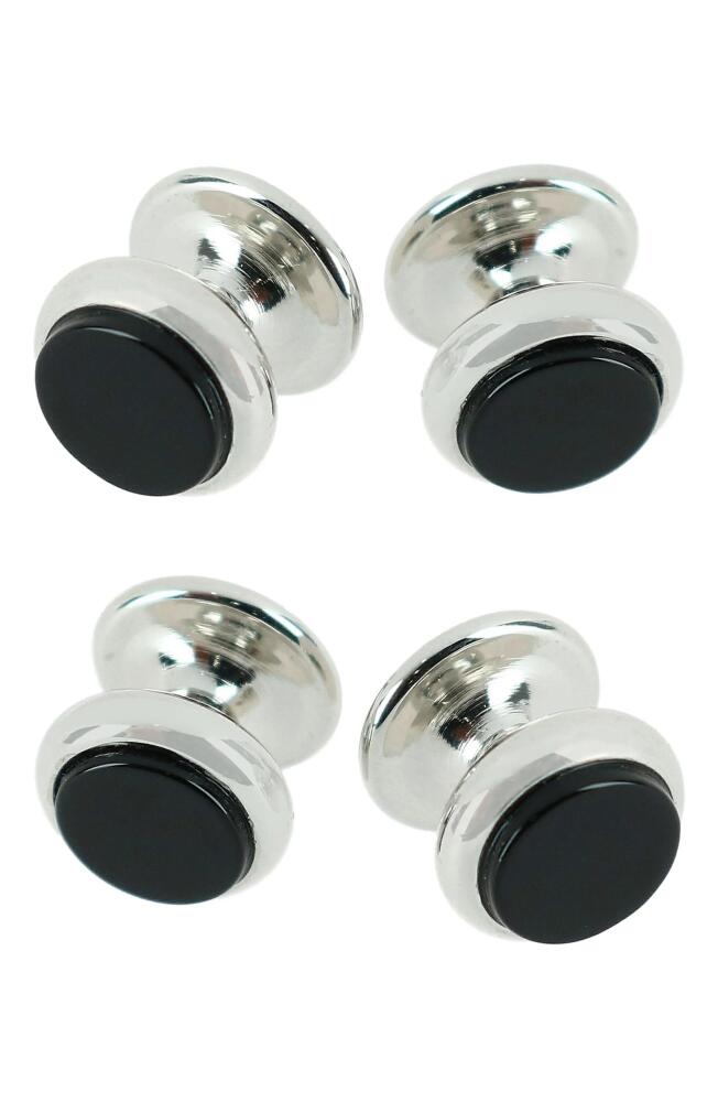 Trafalgar Sutton Onyx Shirt Studs in Silver Cover