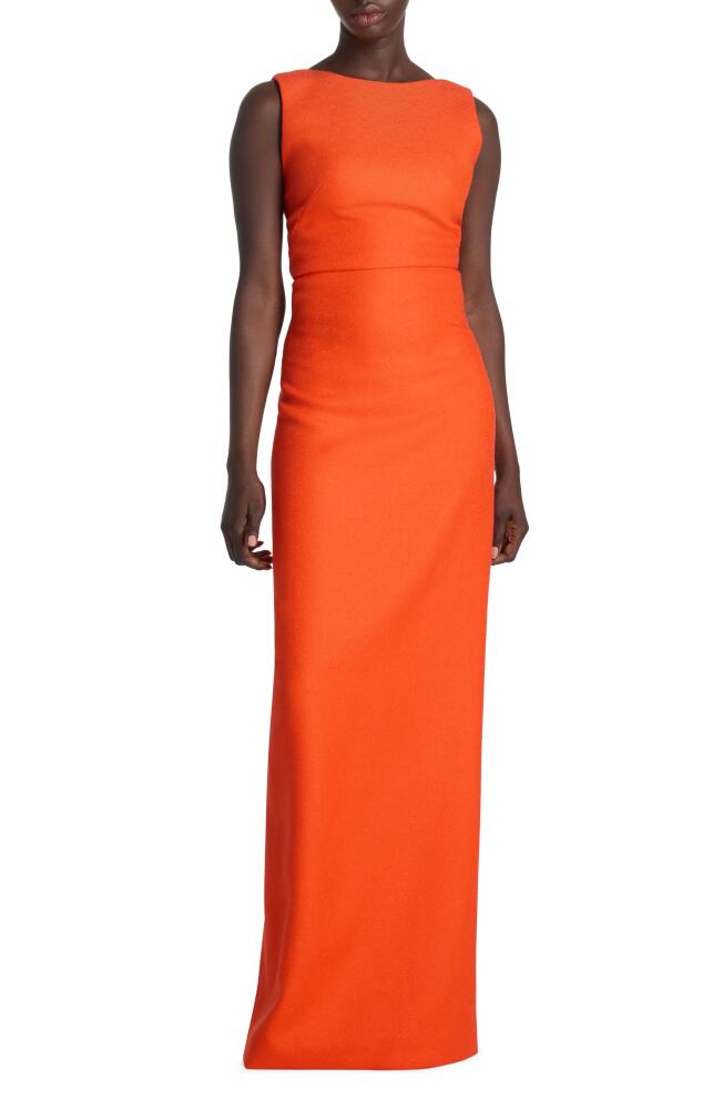 St. John Evening Cowl Back Sleeveless Wool Gown in Persimmon Cover