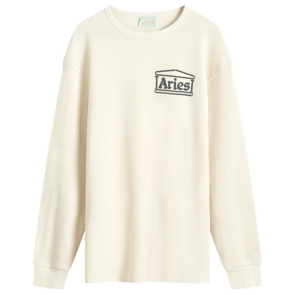 Aries Men's Temple Long Sleeve Waffle T-Shirt in Ecru Cover