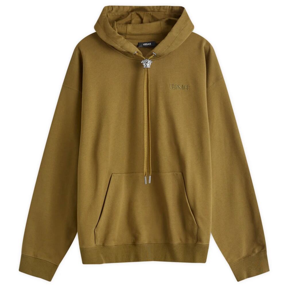 Versace Men's Medusa Tie Popover Hoody in Dark Olive Cover