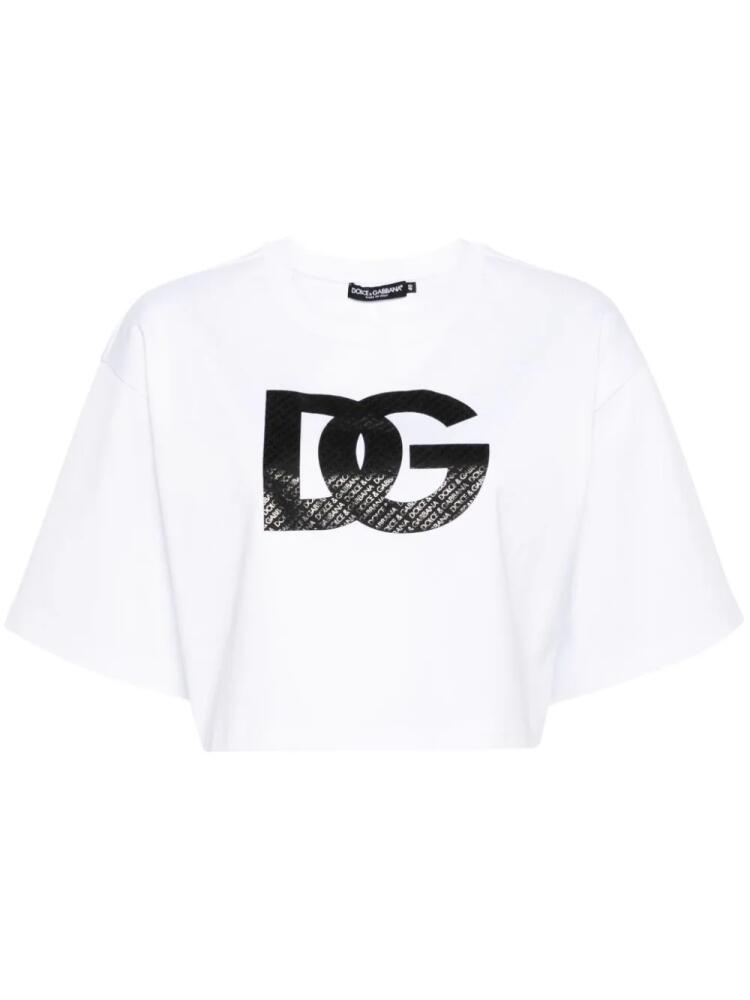 Dolce & Gabbana logo-print cropped T-shirt - White Cover