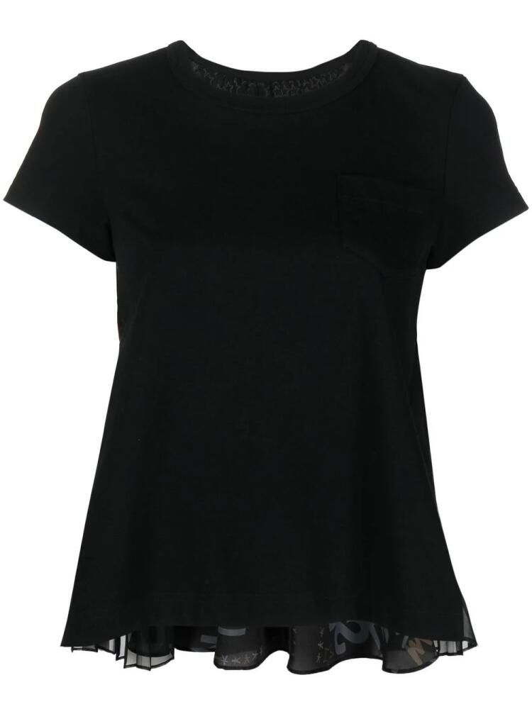 sacai contrast-back cotton T-shirt - Black Cover