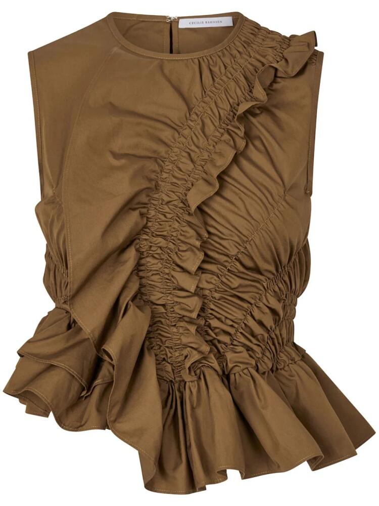 Cecilie Bahnsen Geo ruffled top - Brown Cover