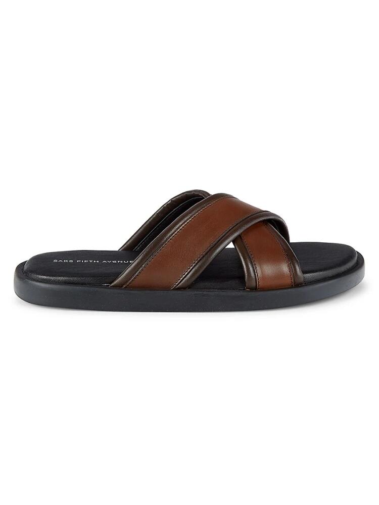 Saks Fifth Avenue Men's Yanni Leather Sandals - Dark Brown Cover