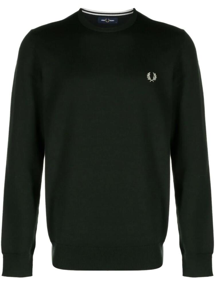 Fred Perry logo-embroidered crew-neck jumper - Green Cover