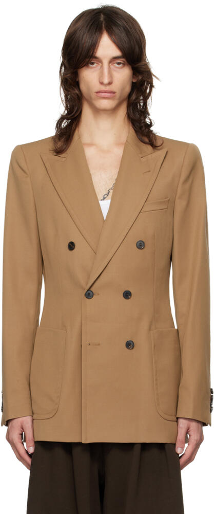 Dries Van Noten Tan Tight-Fit Blazer Cover