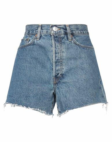 Re/done Woman Denim shorts Blue Organic cotton Cover