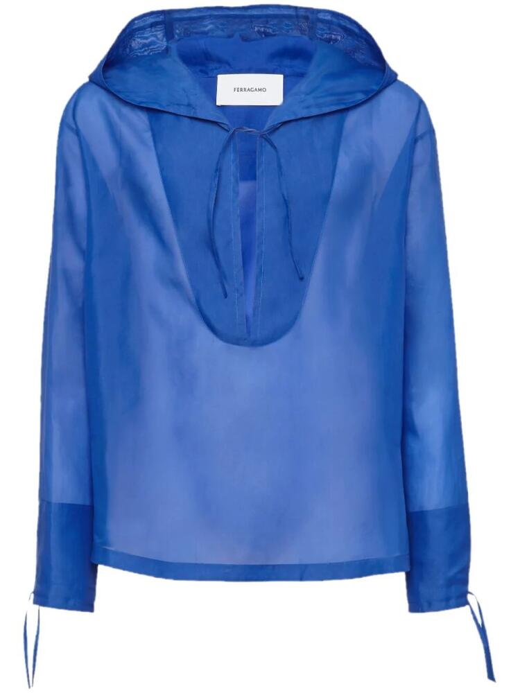 Ferragamo hooded organza blouse - Blue Cover