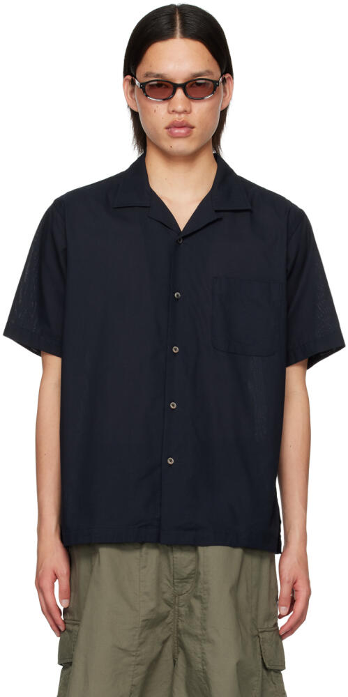 nanamica Navy Open Collar Shirt Cover