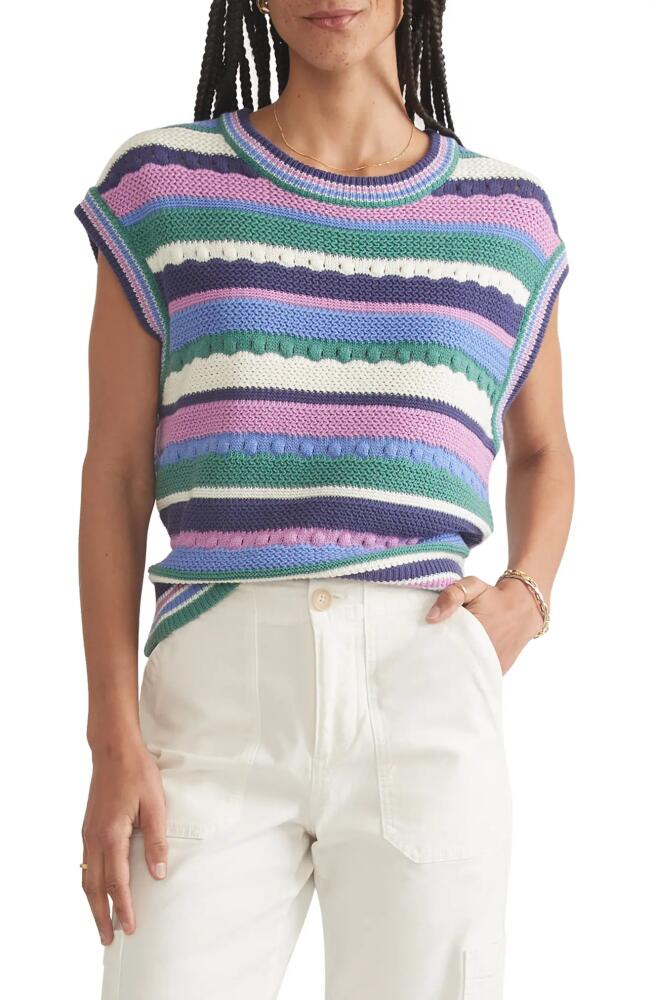 Marine Layer Stripe Short Sleeve Sweater in Cool Stripe Cover