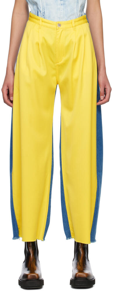 Marques Almeida Blue & Yellow Boyfriend Trousers Cover