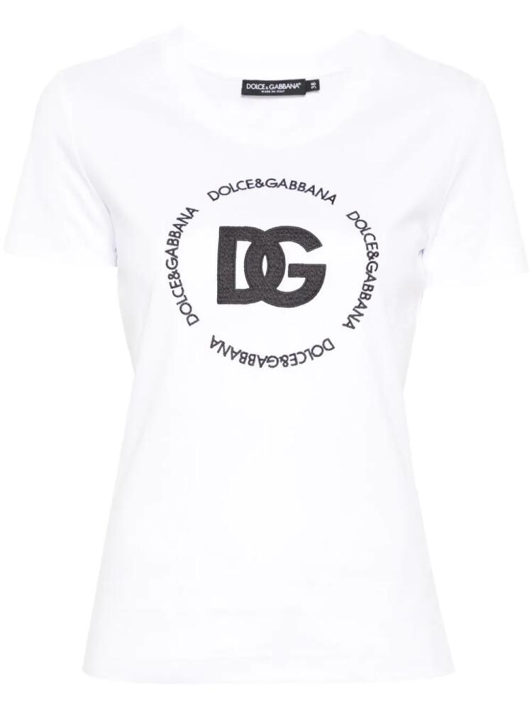 Dolce & Gabbana embroidered-logo interlock T-shirt - White Cover