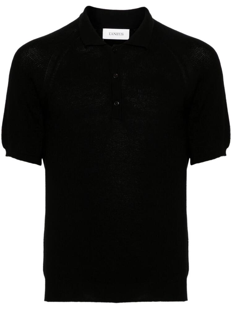 Laneus knitted cotton polo shirt - Black Cover