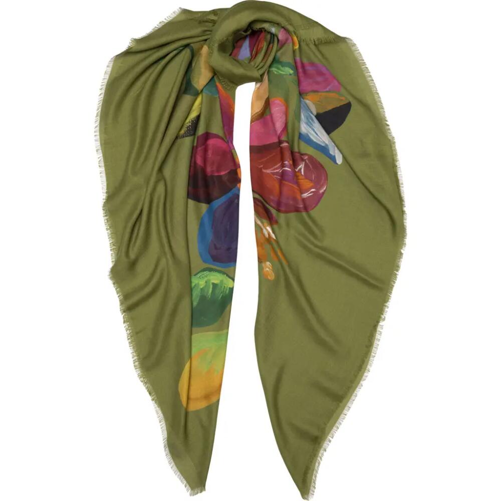 Elizabetta Catrina - Large Modal Cashmere Scarf for Women in Moss Green Cover