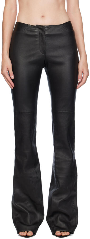 GCDS Black Multi Zip Skinny Leather Pants Cover