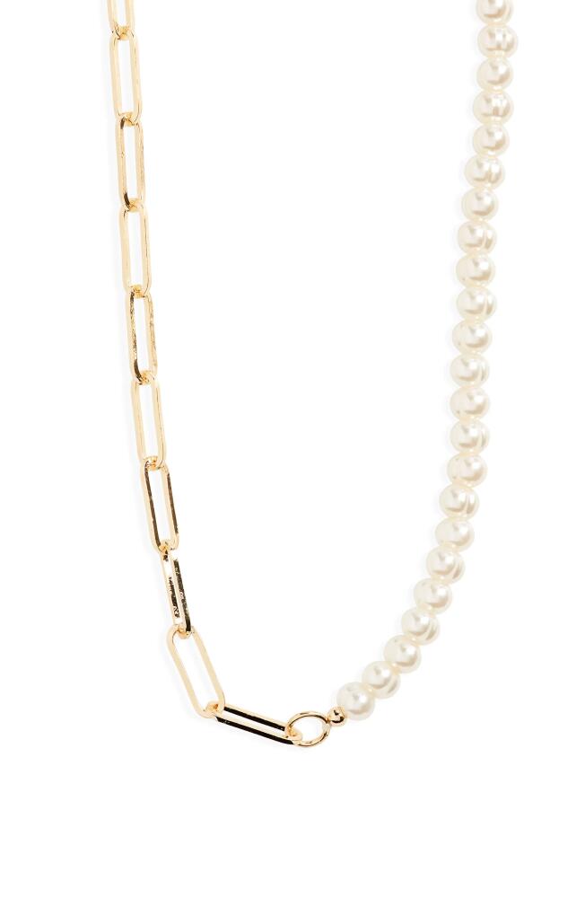 BP. Imitation Pearl & Paper Clip Chain Necklace in Gold Multi Cover