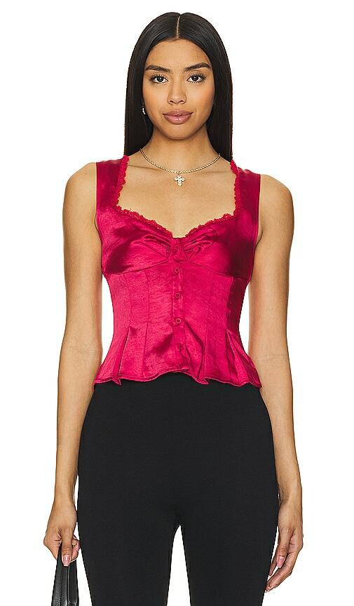 MORE TO COME Mina Bustier Top in Red Cover