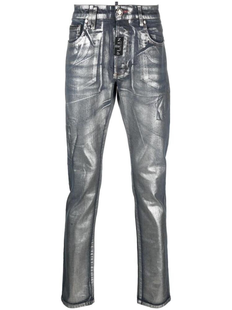 Philipp Plein metallic-effect straight-leg jeans - Blue Cover