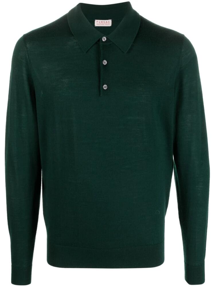 FURSAC button-up wool polo shirt - Green Cover