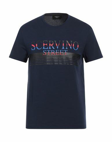 Ermanno Scervino Man T-shirt Midnight blue Cotton, Elastane Cover