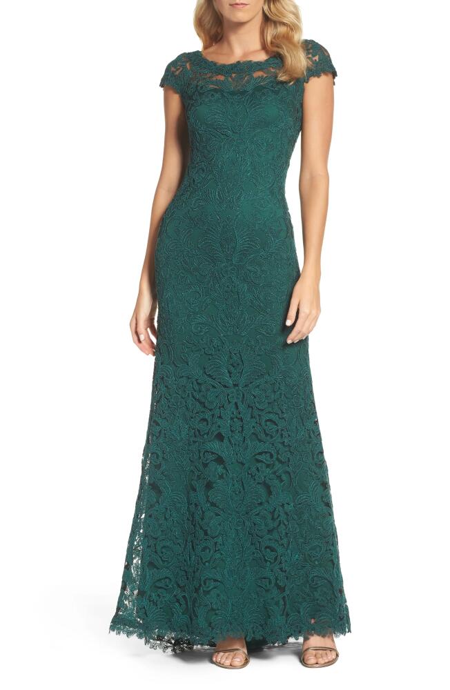 Tadashi Shoji Illusion Yoke Gown in Seagrass Cover