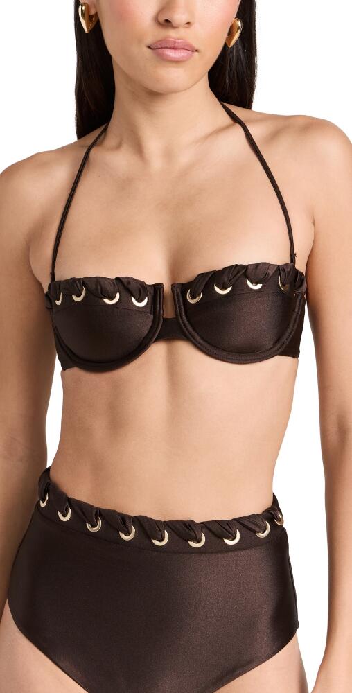 Zimmermann August Eyelet Balconette Bikini Top Chocolate Cover