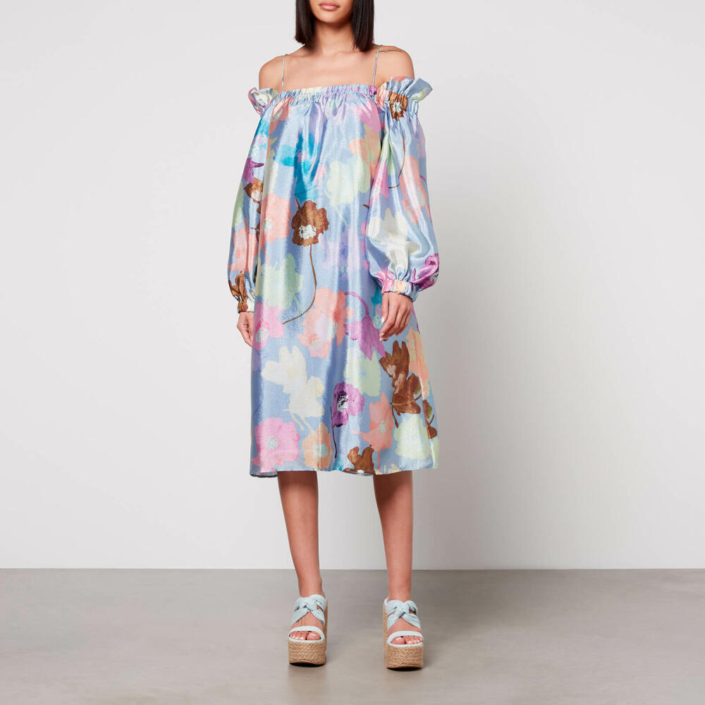 Stine Goya Floral-Print Satin Dress Cover