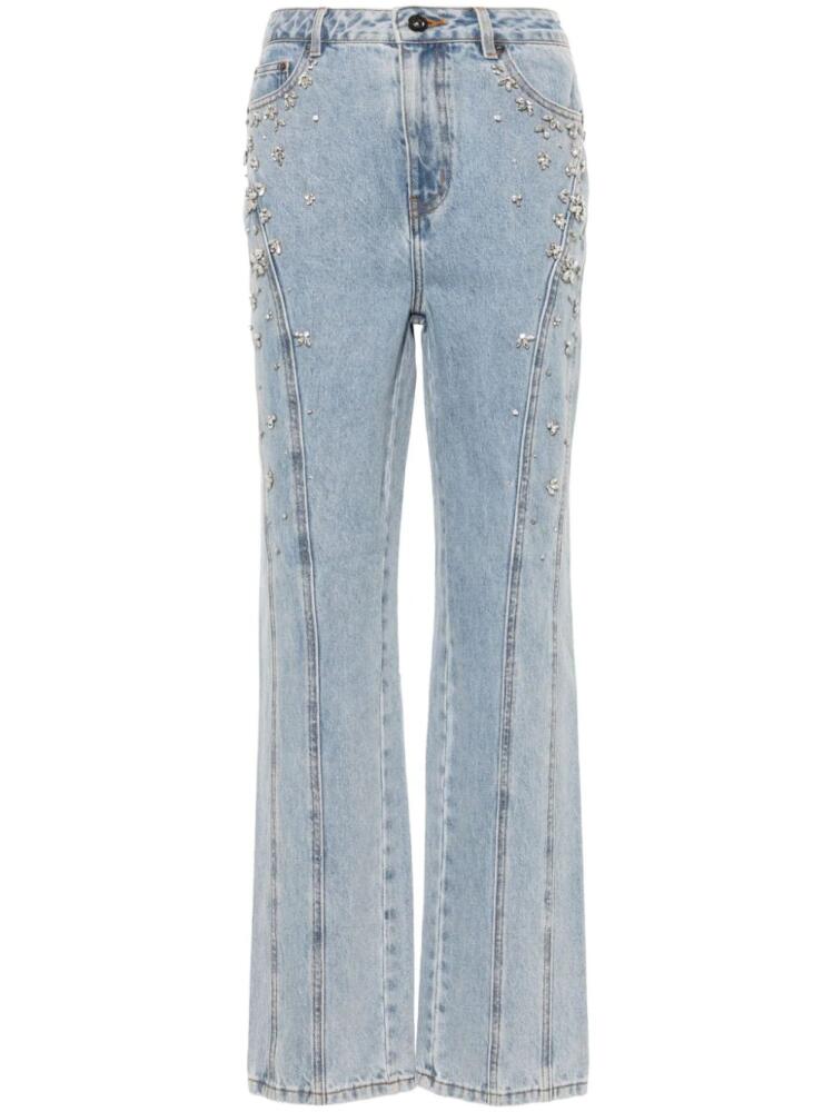 Self-Portrait gem-embellished straight jeans - Blue Cover