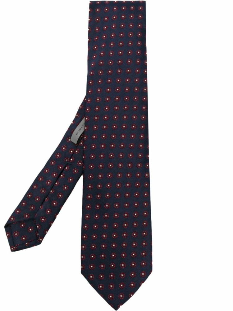 Corneliani embroidered-design tie - Blue Cover