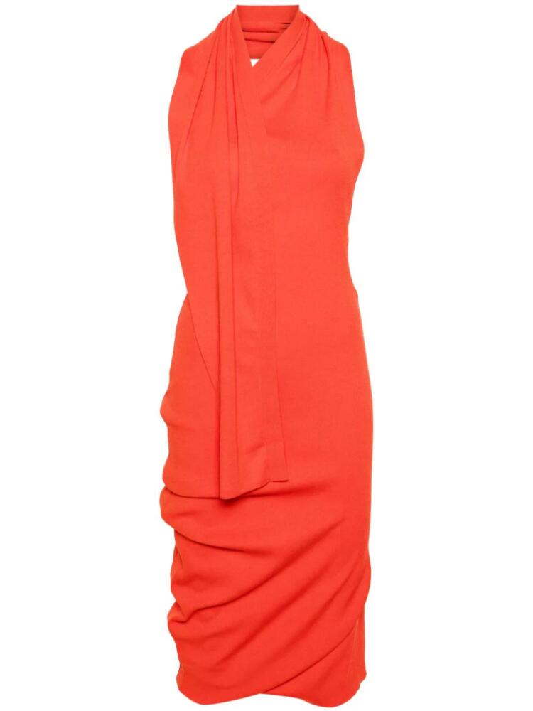 FENDI halterneck asymmetric midi dress - Orange Cover