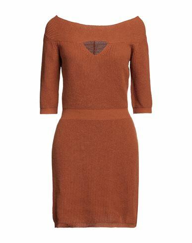 Rinascimento Woman Mini dress Camel Cotton, Acrylic Cover