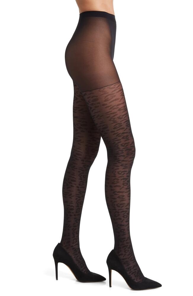 Nordstrom Jacquard Animal Texture Tights in Black Cover