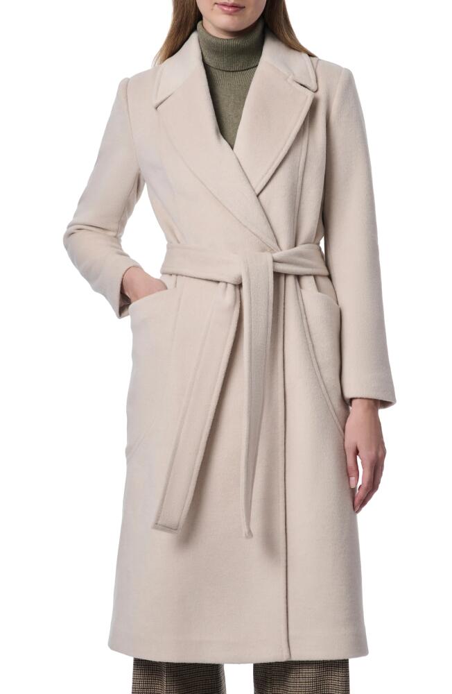 Bernardo Belted Wool Blend Longline Coat in Putty Cover