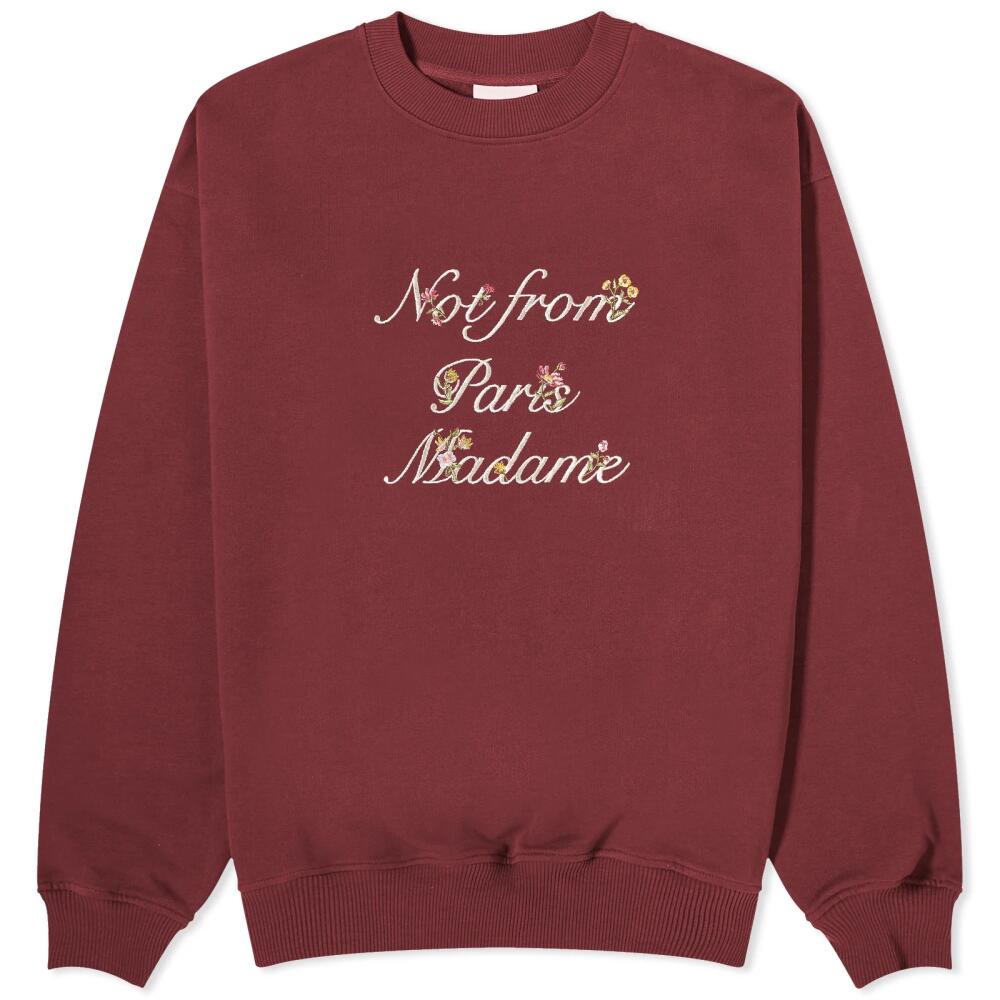 Drôle de Monsieur Presented by END. Embroidered Crew Sweat in Bordeaux Cover