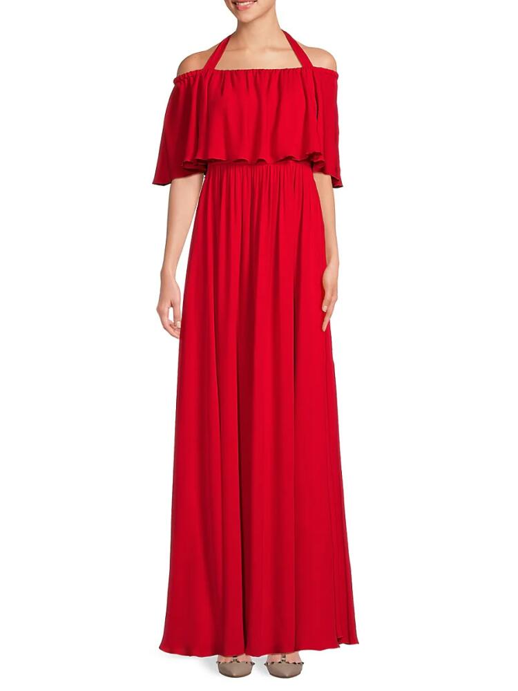 Valentino Women's Ruffle Off Shoulder Silk Gown - Red Cover