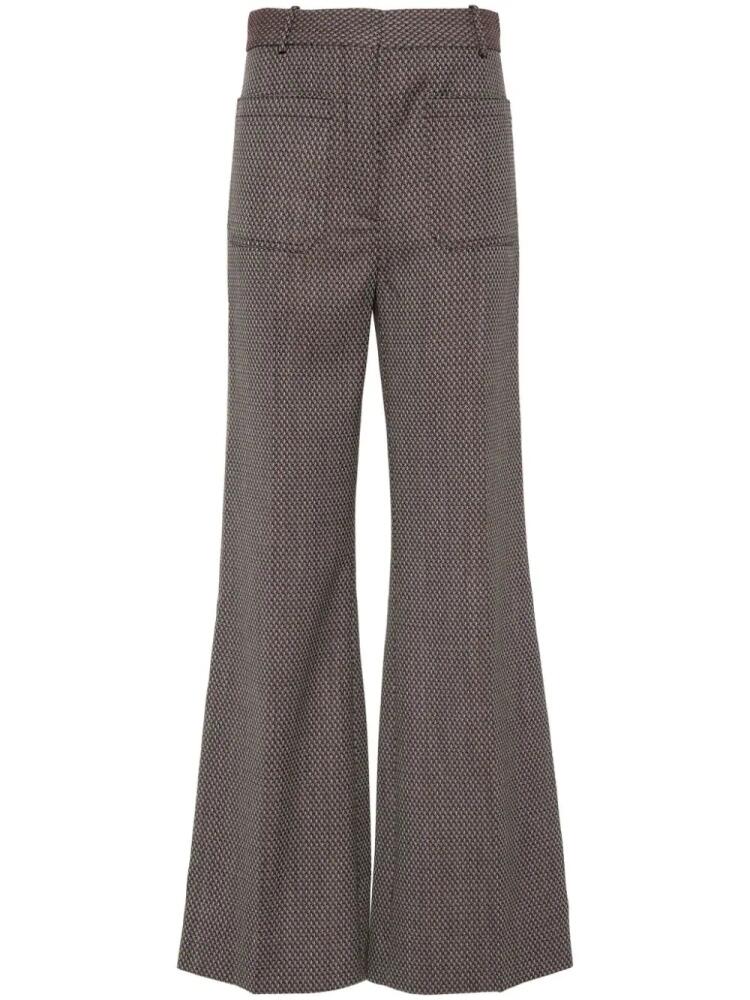 Victoria Beckham Alina jacquard wide-leg trousers - Brown Cover